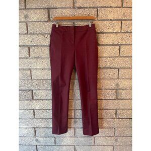 Womens Burgundy Slim-Fit Pants Size 2R Made In Turkey Sleek Pocket Detail Comfor
